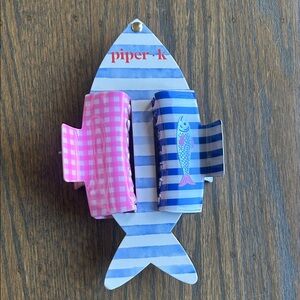 Piper K Pink and Blue Sardine Themed Hair Clips Clips